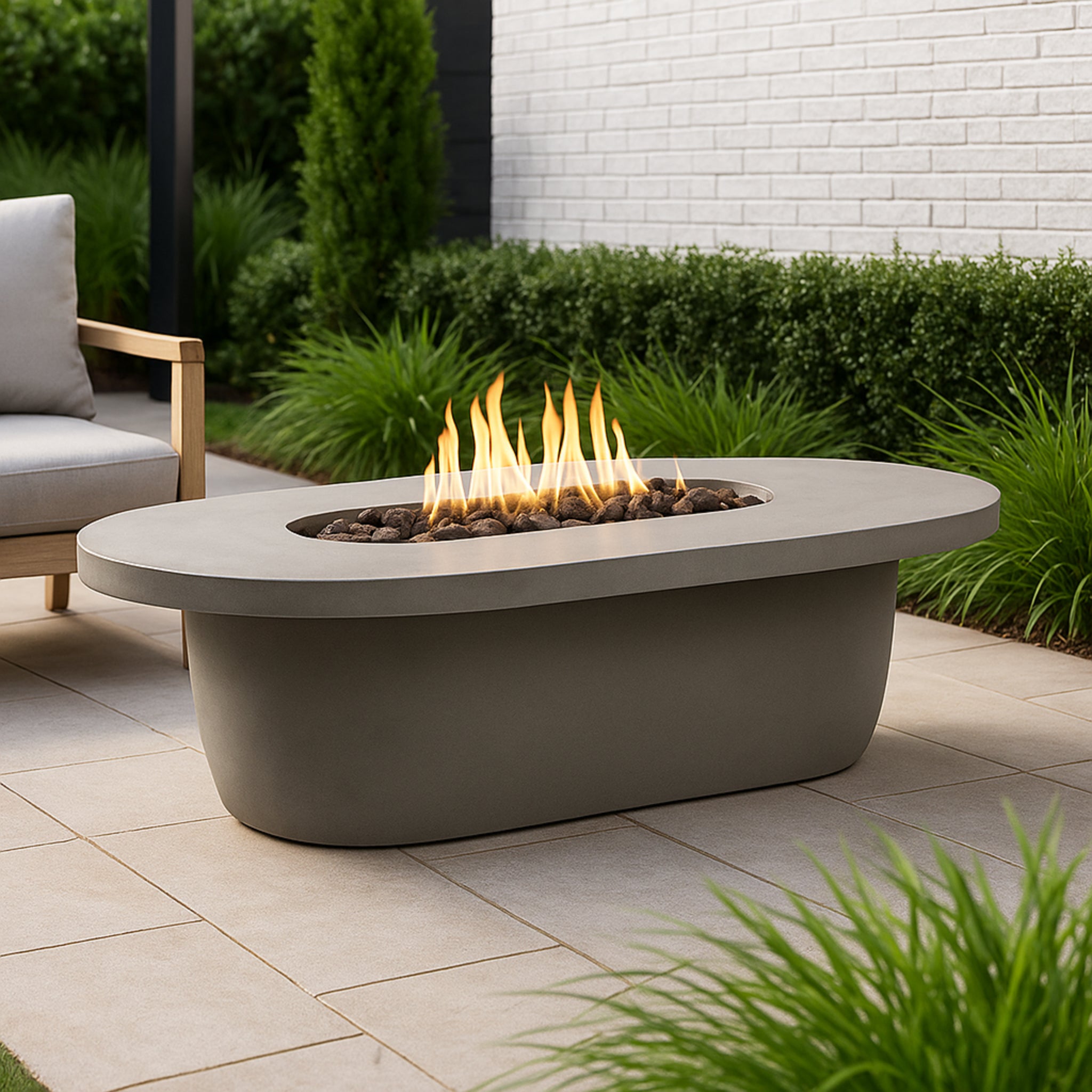 SolariaStone Crescent 52" Oval Fire Table